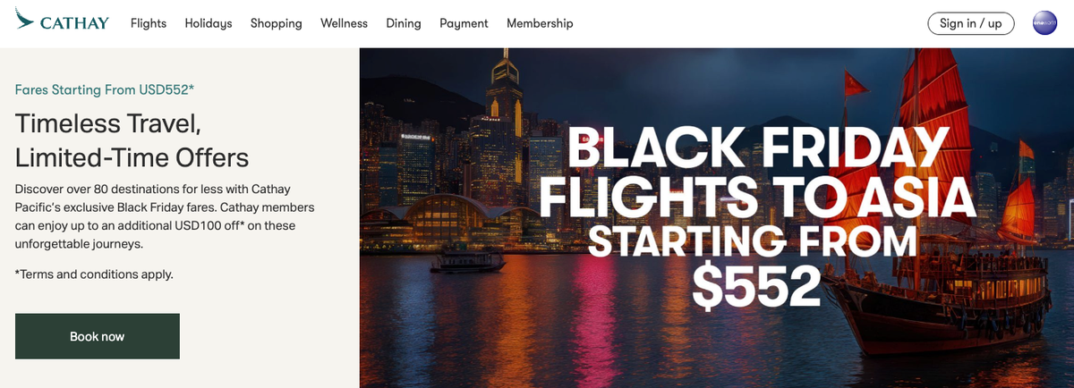 Cathay Pacific Black Friday Sale